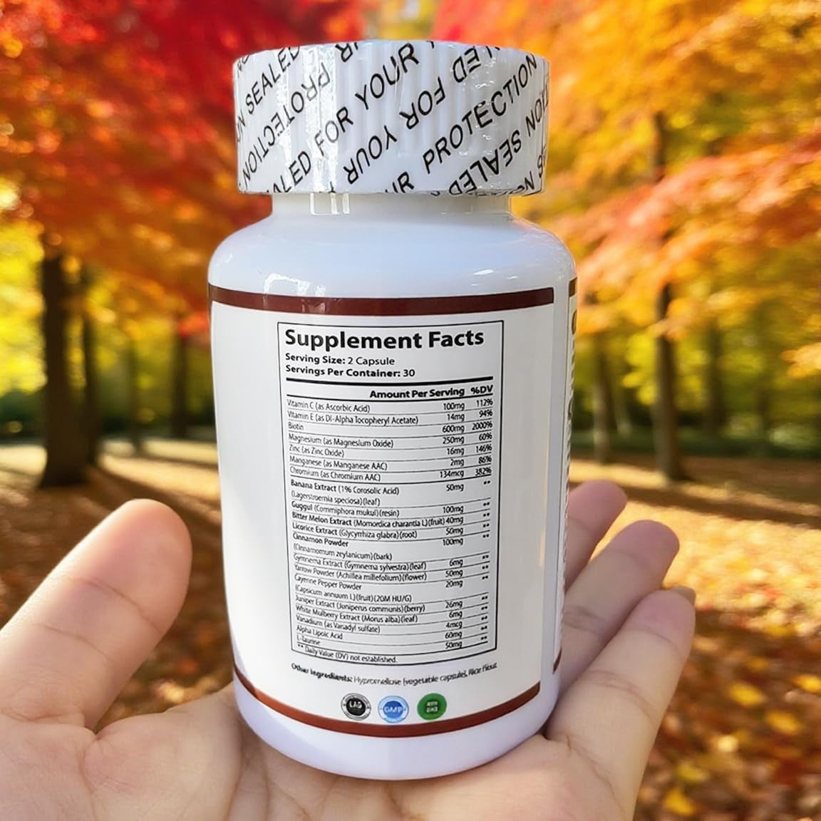 Blood Sugar Complex Supplement - With Cinnamon, Bitter Melon, Chromium, Mulberry, Alpha Lipoic Acid, 60 Capsules