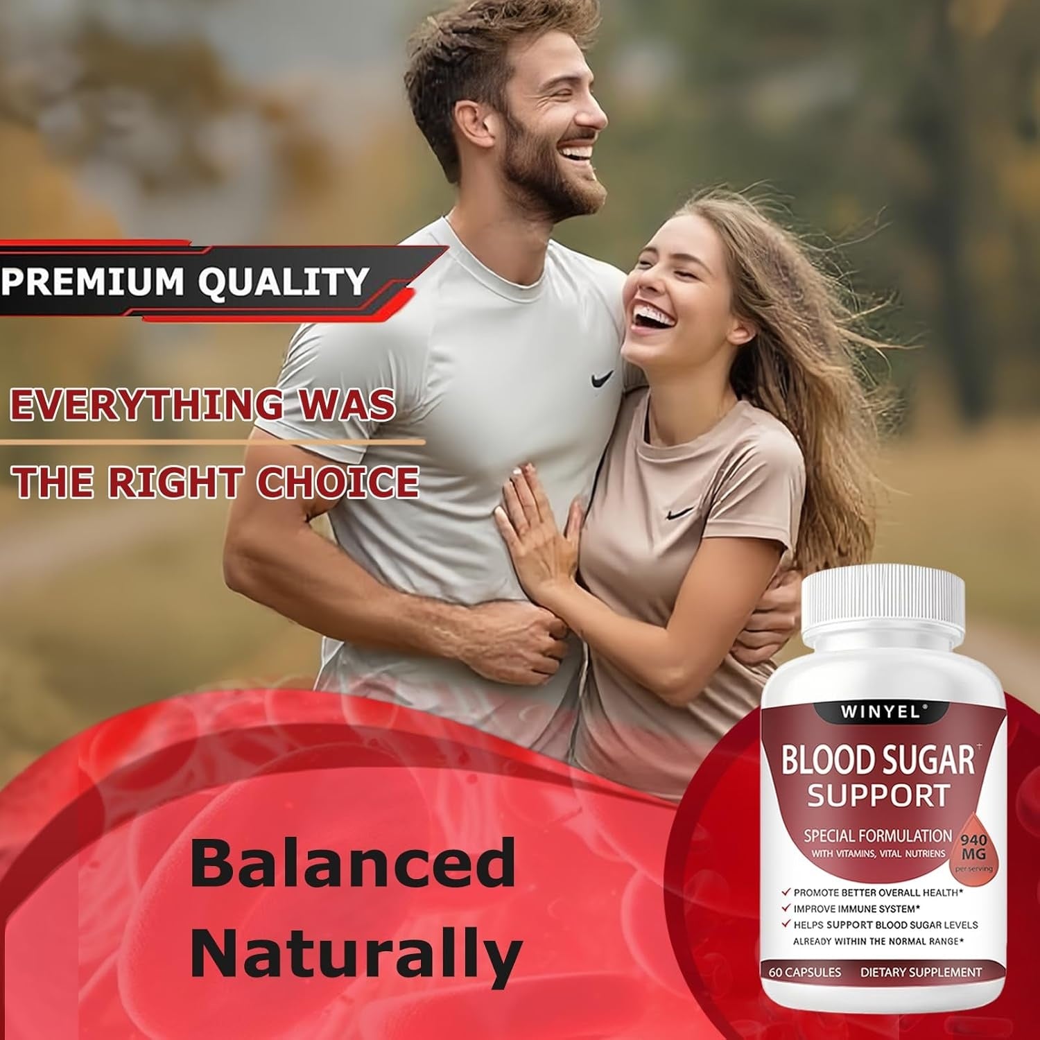 Blood Sugar Complex Supplement - With Cinnamon, Bitter Melon, Chromium, Mulberry, Alpha Lipoic Acid, 60 Capsules