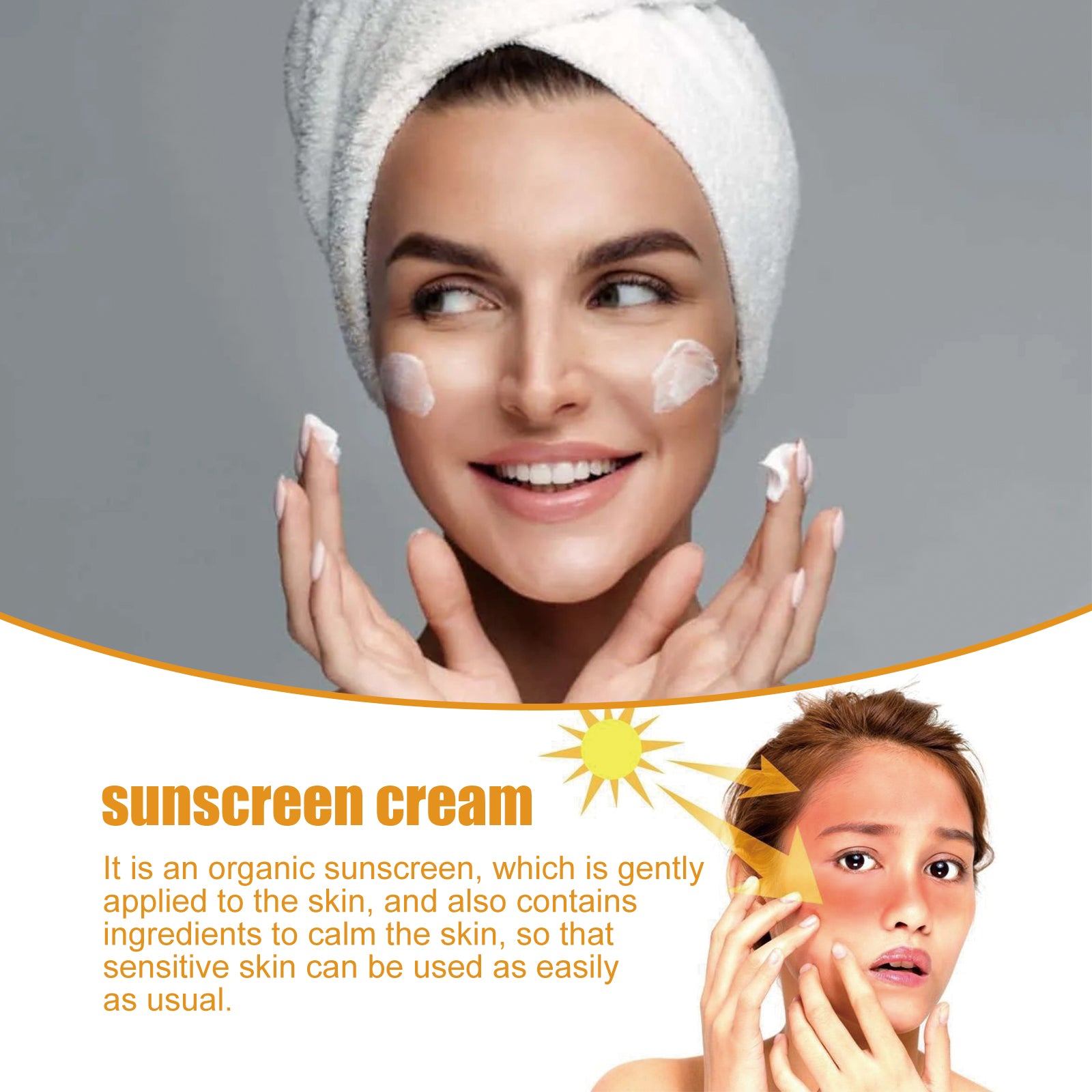 Jaysuing Probiotic Rice Organic Protective Cream, Face Body Non-greasy Outdoor UV Protection Cream